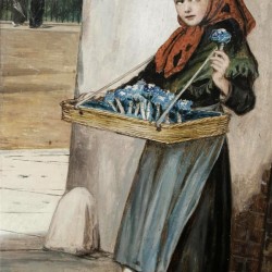 Selling blue flowers
